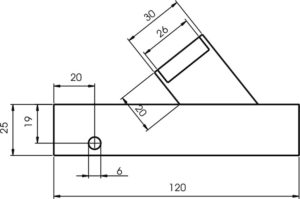 Schematic view of test block and angle beam wedge