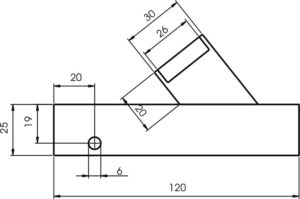 Schema Prüfkörper und Winkelvorlaufstrecke